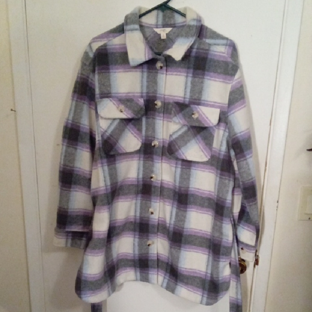 Terra & Sky Plaid Utility Jacket in Gray and Purple